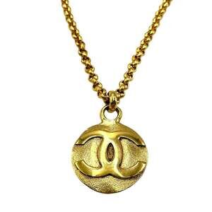 CHANEL Authentic Gold Logo Necklace